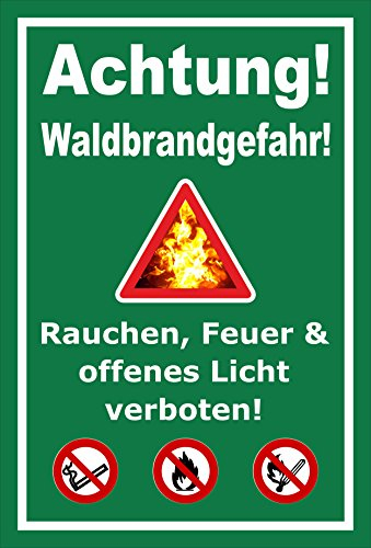 Melis-Folienwerkstatt Schild Achtung Waldbrandgefahr - 15x10cm - 3mm Aluverbund – 20 VAR S00359-076-E