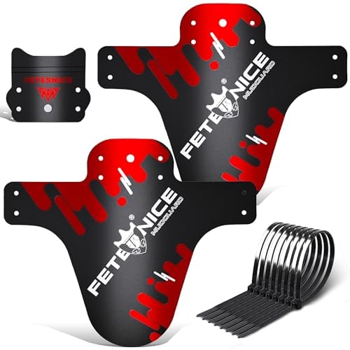FETESNICE Schutzblech Mountainbike, verstellbares MTB Schutzblech, Fahrrad schutzbleche vorne und hinten, kompatibel mit 26, 27,5, 29, Plus Size und Fat Bike Radgrößen (red)
