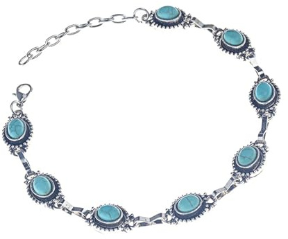 Bishilin Fußkettchen Damen, Fußkette Boho mit Türkis Fußkettchen Wasserfest Strand Fusskette Sommer Charm 25CM 27CM 28CM Lang