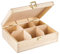 Creative Deco Unpainted Wooden Tea Box Storage with Lid | 6 Compartments | 21x16x7cm | Natural Wood | Luxury Compartment Organiser Keepsake Caddy Chest for Chocolate & Coffee | Gift Box