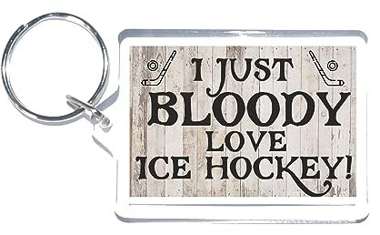 Clare's Cosmetics Fun Ice Hockey Gift - I Just Bloody Love Ice Hockey - Novelty Keyring