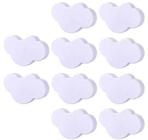 GODNECE 10er Set Möbelknöpfe Kinderzimmer Set Schubladenknöpfe Möbelknäufe Kinderzimmer Klein Wolkenform (Weiß), 7,1x4,7x2,3cm