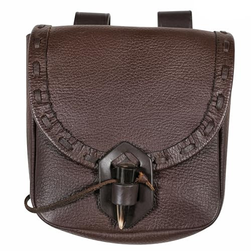 Mythrojan Gürteltasche Renaissance Kostüm Zubehör LARP Hüfttasche Cosplay Münzbörse, braunes Leder (Braun) - 300239