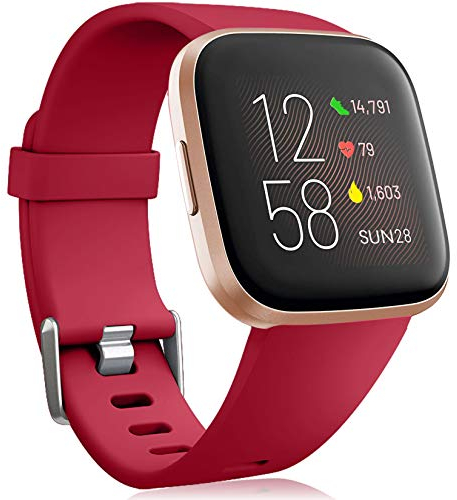Oielai per Cinturino Fitbit Versa 2/Cinturino Fitbit Versa, Silicone Sport Classico Sostituzione Cinturino Compatibile con Fitbit Versa Lite/Fitbit Versa 2/Fitbit Versa, Grande Rosso