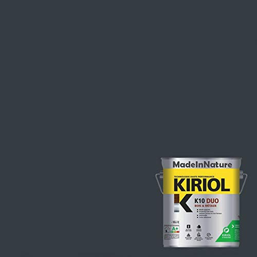 MadeInNature Peinture Bois et Métaux, Sous couche et Finition, Antirouille, sur Fer, Acier, Galvanisé, même rouillés, très opacifiant, de (2.5 litres pour 30 m², soit 15 m² pour 2 couches, RAL 7016)