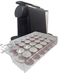 CASSETTO PER CAPSULE CON PORTA MACCHINA IN PLEXIGLASS MADE IN ITALY, FINO A 30 CAPSULE NESPRESSO ORIGINALI E COMPATIBILI BY SELFCAP