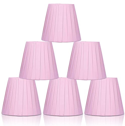 HERCHR 6 Stück European Pink Fabric Lampenschirme Ersatz, konische Lampenschirme für Tischlampen, Kristall Kronleuchter, Wandlampe, Zuhause 9x13x14 cm