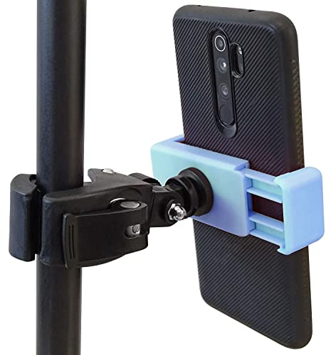 keepdrum PH01 BL universal Smartphone Halterung Blau Handyhalter für Fahrrad, E-Scooter oder Mikrofonständer