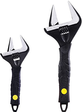 Sharp-tec Adjustable Spanner Set, Wide Jaw Opening Adjustable Wrench, Heavy-Duty Plumbing Tools for Plumbers, 6 inch/165mm and 12 inch/310mm