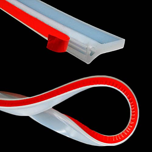 Lvjkes Barrage deau seuil de silicone, Barrière de douche pliable, Bande de retenue deau pour seuil de porte de salle de bain avec séparation à sec de colle (Couleur transparente)