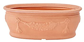 Garden Italia Vases Jardinière Ovale avec guirlandes pour Fleurs ACOG cm.46 - Haut.18 cm en résine Couleur Impruneta Fabriqué en Italie pour extérieur et intérieur - résistant au Gel - léger