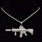 zxcs Männer Frauen Hip Hop Submachine Pistole Anhänger Halskette mit 13mm Miami Kubanische Kette Hiphop Halsketten Modeschmuck-Silver,16inch