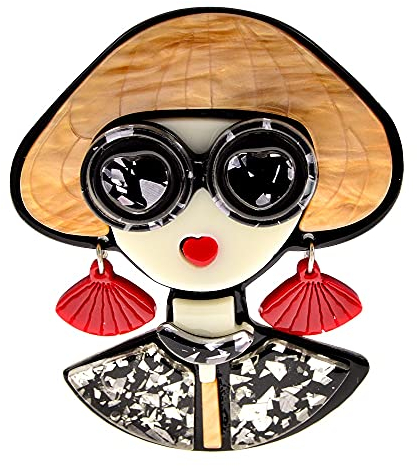 C H SZ CC Moderne Mädchen Brosche Pins for Frauen Acryl Wear Brille Cartoon Figur Broschen Revers Weibliche Abzeichen Partei Schmuck