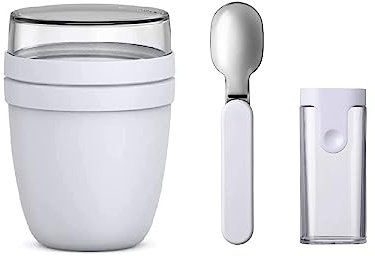 Mepal Juego de fiambrera plegable Ellipse – Edición limitada Cool Grey/Gris – Práctico vaso de cereales y recipiente para transportar alimentos