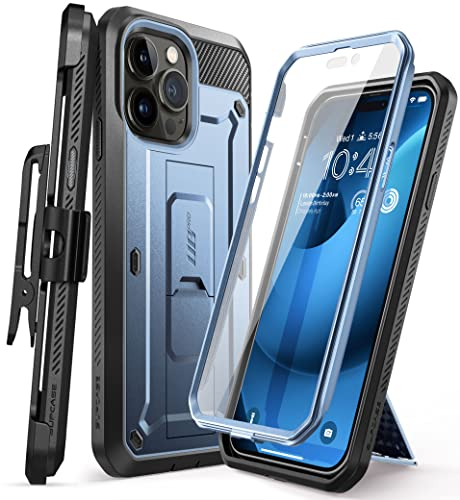 SupCase Outdoor Hülle für iPhone 14 Pro (6,1 Zoll) Handyhülle 360 Grad Case Bumper Schutzhülle Cover [Unicorn Beetle Pro] mit Displayschutz 2022 Edition (Blau)