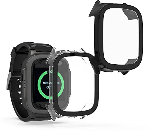 kwmobile 2X Cover kompatibel mit Xplora X5 Play Hülle - Fullbody Fitnesstracker Case Set aus Glas - Schwarz Transparent