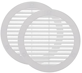 Vent Systems Ø150 mm 2 Stück Weiße Lüftungsabdeckung – Runde Lüftungsschlitze mit Flansch – Gitterabdeckung – Integrierter Insektenschutz – HVAC-Lüftungsöffnungen für Badezimmer, Heimbüro, Küch