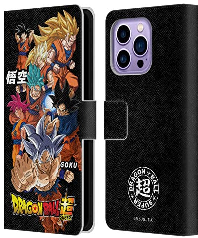 Head Case Designs Officially Licensed Dragon Ball Super Goku Universe Survival Characters Leather Wallet Case Compatible With Apple iPhone 14 Pro Max