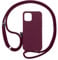 PuYu Zhe Compatible for iPhone 14 Pro Case,Silicone Crossbody Cover TPU Shell Adjustable Cord Lanyard Slim Stylish Shockproof Case-Wine Red