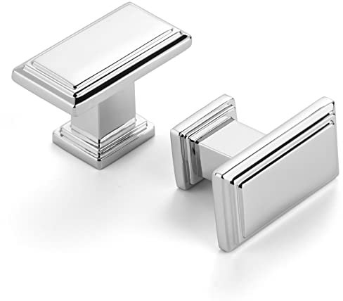 ASKANO 10 Pack 1-1/2 Inch Polished Chrome Cabinet Knobs Chrome Drawer Knobs Rectangular Chrome Cabinet Pulls, ZK2206 Kitchen Hardware for Cabinets Drawers Bedroom Dresser Cupboard Bathroom Vanity