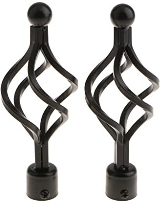 rockible Set von 2 dekorativen Endkappen für Gardinenstangen - Elegante Abschlüsse für Vorhangstangen, Typ 2 - Schwarz