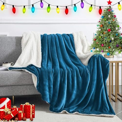 IR Imperial Rooms Sherpa Fleece Blanket Bed Throws Blankets For Sofas Soft Fluffy Thick Blanket Reversible Microfiber Throw (Teal, Single/Throw (130 x 150 Cm))