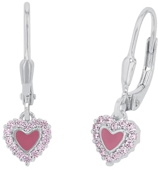 Prinzessin Lillifee Ohrhänger 925 Sterling Silber Mädchen Kinder Ohrschmuck, mit Zirkonia synth., 2,1 cm, Silber, Herz, Kommt in Schmuck Geschenk Box, 2036257