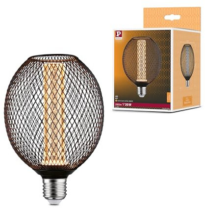Paulmann 29087 Metallic Glow Edition Standard 230V LED Globe E27 Spiral 4,2W 200lm 110mm Schwarz Metall 1800K