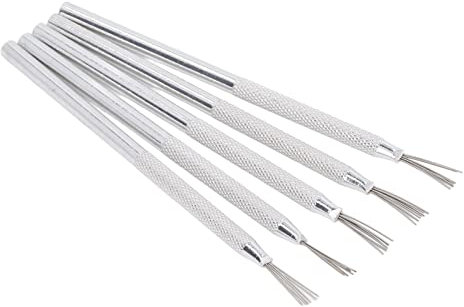 Fdit 5 PCS Clay Needle Tools Set, Premium Silver White Aluminum Handle Clay Polymer Tools for Pottery Sculpting Texturing Modeling