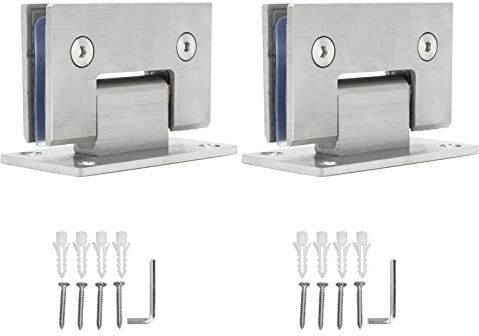 2 Pezzi 90 Gradi Cerniere per Porta della Doccia Cerniere per Porta in Vetro Senza Telaio Resistente in Acciaio Inox Morsetto per Porta del Bagno per Bagno WC in Vetro