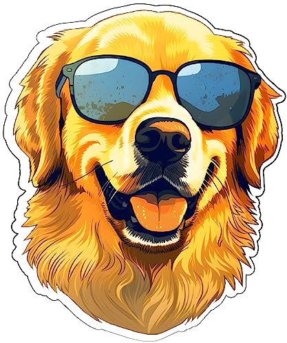 Samunshi Golden Retriever mit Sonnenbrille Aufkleber Autoaufkleber für Motorrad Fahrrad Roller oder Auto Sticker Fahrrad MTB Mountainbike Rennrad Hund Dog (12x15cm Golden Retriever mit Sonnenbrill)