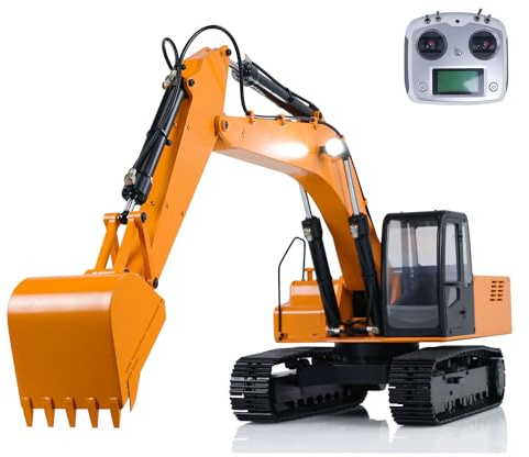 wheelfun JDM 1/12 RC Excavatrice hydraulique Modèle Valve Pompe Tracks ESC Radio Controller Peint Assemblé Jaune