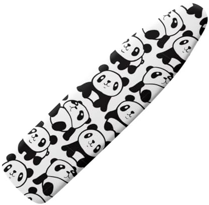 COEQINE 38,1 x 137,2 cm Panda-Bügelbrettbezug, Stretch-Haken für rutschfesten Bezug, mit schwarz-weiß, für Heimdekoration