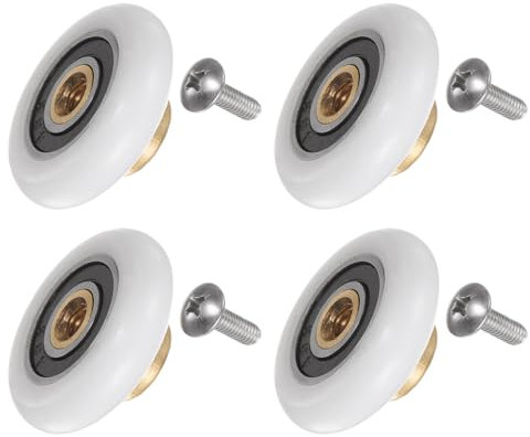 QUARKZMAN Roulette de Porte de Douche, Pièce de Rechange de 23 mm de Diamètre pour Porte en Verre de Salle de Bain, Roulette de Porte de Douche Coulissante (1 Ensemble de 4 Pièces)