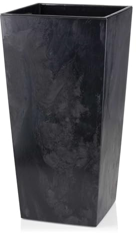 HowHomely Blumentopf Schwarz 68 x 35 x 35 cm Pflanzkübel Groß Außen - Blumenkübel mit Pflanzkübel Einsatz - Pflanzkübel Rechteckig Betonoptik für Wohnzimmer oder Garten