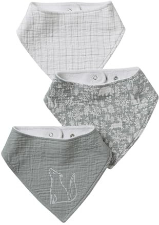 Vertbaudet 3er-Pack Baby Halstücher, Baumwoll-Musselin Oeko-Tex salbeigrün/waldspaziergang