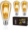 WOOWTT Edison Vintage Glühbirne E27, Led Lampe 6W Warmweiß 2700K, 600LM, Retro Glühbirne Dekorative ST64 Filament Glühlampe, Amber Glas E27 Led Warmweiss Dimmbar, 3 Stück