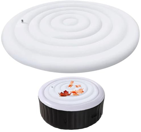EHOTER Housse pour Jacuzzi Gonflable, Housse De Protection avec Poignées, Couvercle De Bain à Remous Gonflable, Coupe-Vent Et Imperméable pour Spa Bain à Remous (145cm,Rond)