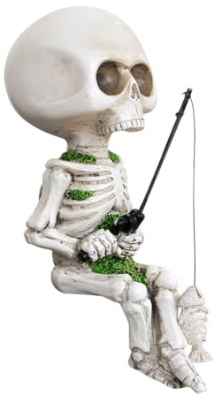 KyeeaDIY Aquarium Dekoration, Skeleton Fishing Garden Accessory, Aquarium Ornament, Angeln Skelett Statue Halloween Dekorationen, Mini Skelett Figuren Statue Deko rfür Tank Dekorieren