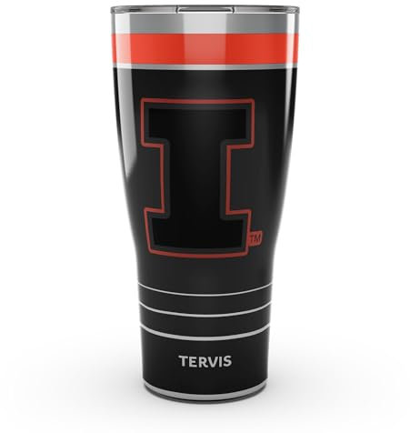Tervis Traveler Illinois Fighting Illini – Night Game Gobelet isotherme à triple paroi pour garder les boissons froides et chaudes, 887 ml, en acier inoxydable