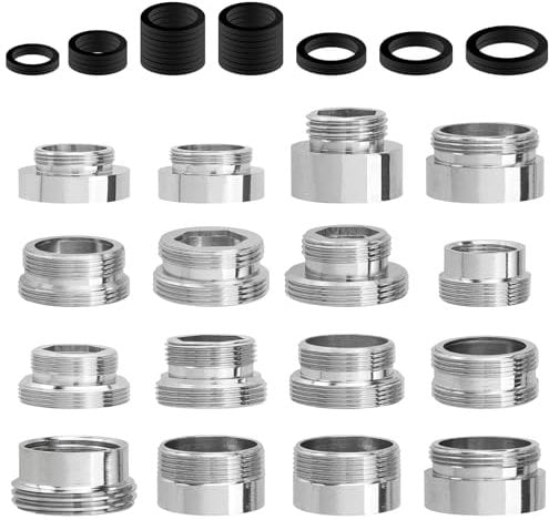 Pulchra 16 pcs Faucet Adapter Kit(16mm-22mm), Kitchen Aerator Adapter Set for Male Female Sink Faucet, Sink Sprayers, Water Filters