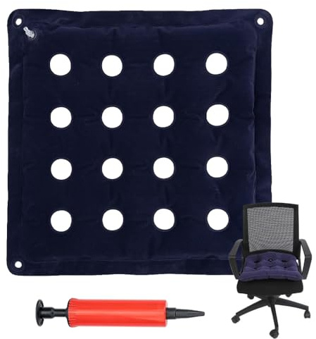 YWKJDDM Luft-Sitzkissen, 16 Löcher, Druckentlastungskissen zur Vorbeugung von Wunden, aufblasbares Sitzkissen, kein Dekubitus Kissen mit Bonus-Luftpumpe für Rollstuhl, Bürostuhl