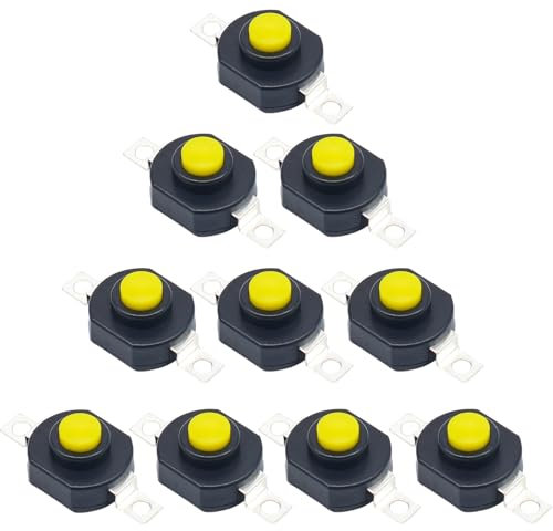 DC 30V 0.5A Mini Schalter Drucktaster, Tactile Button Switch Self-Lock Druckknopfschalter, 12x14 mm Ersatzteile für Elektronische DIY-Projekte, Lampe, Taschenlampe (10er Pack)