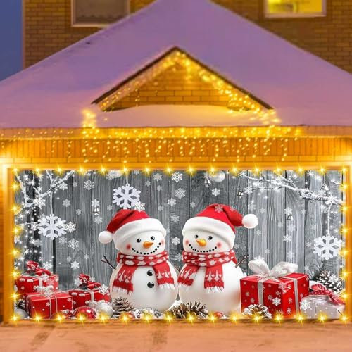 Christmas Garage Door Cover Decorations, Large Outdoor Christmas Garage Door Cover Banner, Garage Door Backdrop Decoration, Christmas Decor, for New Year Holiday Party (240x210cm)