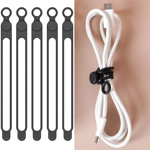 12 fascette in silicone riutilizzabili per la gestione dei cavi di ricarica elettrica, organizer multiuso, cinghie elastiche per cavi per impacchettare elettrodomestici, cavi di ricarica, cavi per