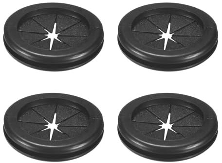 M METERXITY 4-Pack Passe-câbles en Caoutchouc pour Câblage 40mm Passe-câble de Bureau de Bureau pour Câbles/Fils Protection de Passage [Noir, Forme de Pétale]