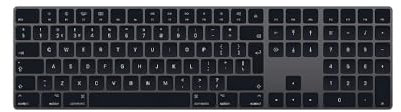 Apple Magic Keyboard avec Numeric Keyboard(QWERTY Anglais) Gris Sidéral avec Touches Noires (Reconditionné)