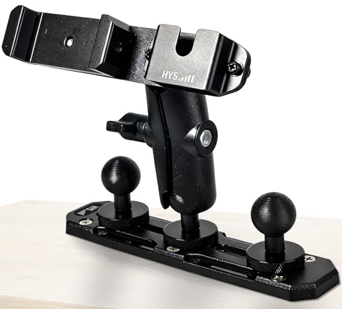 HYS Telefon/GPS/Logger/Walkie-Talkie-Halterung für elektronische Geräte | 7,47” Bohrfuß-Befestigungssysteme, 1-Zoll-Kugel mit T-Bolzen, für Auto/LKW/Kajak/Wand(PU03-1(P/A))