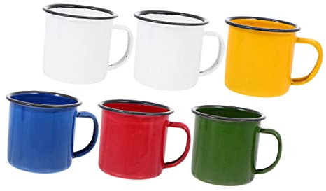 COLLBATH 6 pezzi Tazze Smaltate Colorate Spesse per Colazione e Bevande Calde Tazze Piccole da e Latte in Retrò Resistenti e Facili da e Ufficio