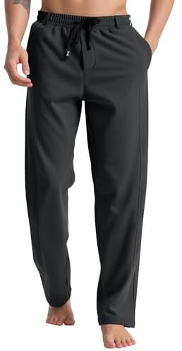 Holure Men's Fleece Lined Sweatpants Winter Warm Athletic Pants for Workout Running Belt Loops & Drawstring Design Grey 36